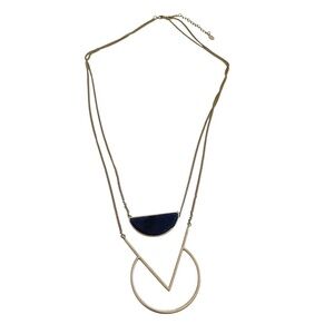 Ali Khan Chic Gold and Navy Geometric Necklace